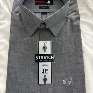 jf j.ferrar Men's Charcoal Stretch Dress Shirt